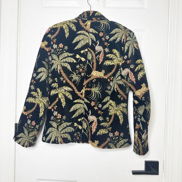 Vintage‎ Painted Pony Size Small Tapestry Blazer Jungle Print Two Button - Picture 2 of 6